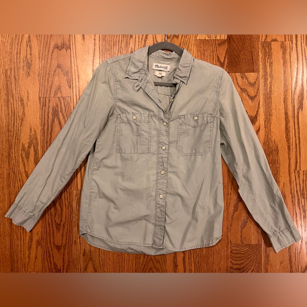 Madewell Washed Cotton Boyshirt Light Green Sz S